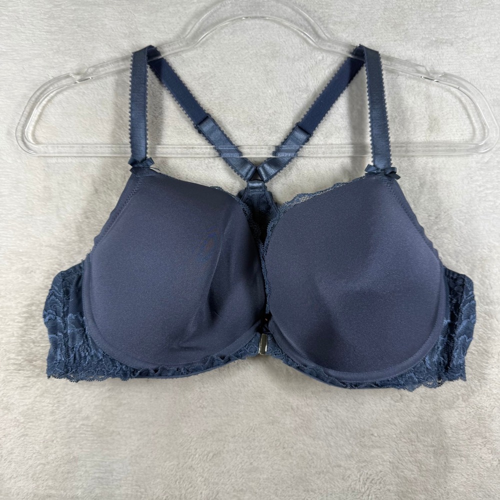 Adore Me Navy Blue Lace Racerback Front Closure T-Shirt Bra 40D LP1301